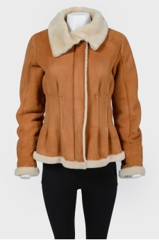 Sheepskin coat with natural fur with tag