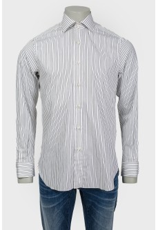 Men\'s shirt white with black stripes