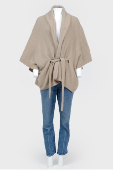 Knitted cardigan oversize on the belt