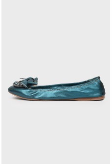 Leather flats with blue stones