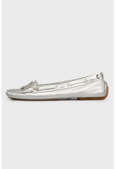 Silver loafers with lacing
