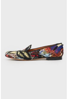Loafers with embroidered butterflies