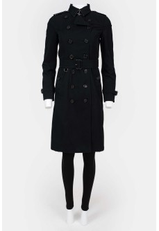 Double-breasted trench coat with belt