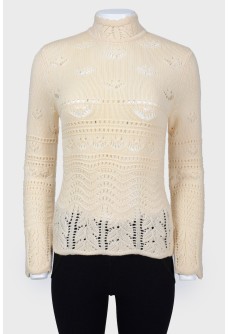 Vintage knitted sweater with a fastener