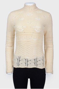Vintage knitted sweater with a fastener