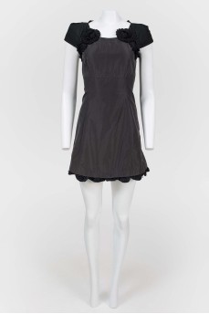 Vintage mini dress with scalloped neckline