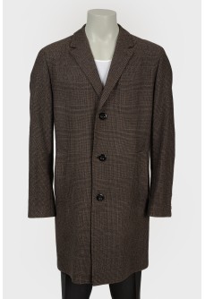 Men\'s single-breasted checkered coat