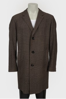 Men's single-breasted checkered coat