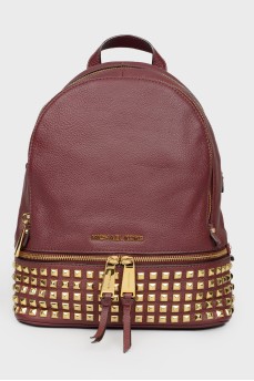 Leather backpack with spikes