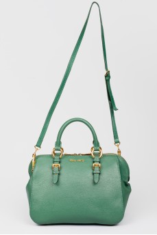 Green bag with golden fittings