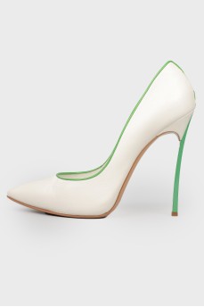 White shoes with a green edging