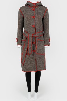 Coat with contrast edging red