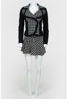 Suit with fitted jacket and miniskirt