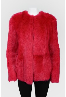 Fur coat without collar