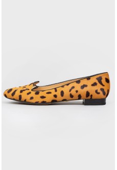 Ballet flats in leopard print with leopard face