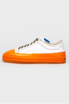 White-orange sneakers with laces