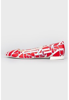 Red and white ballet flats 