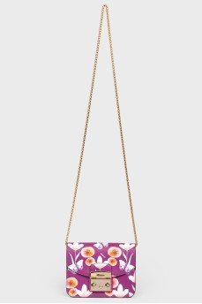 Flower -print bag on a chain