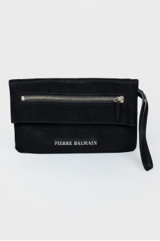 Clutch with zip and wrist handle