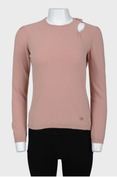 Sweater with a neckline on the shoulder