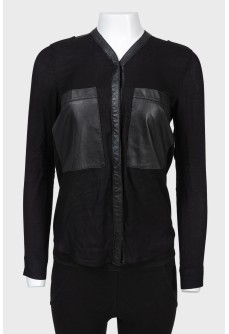 Blouse with patch pockets from leather