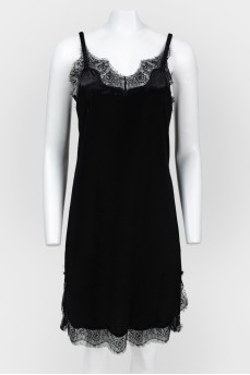 Black velvet dress with lace