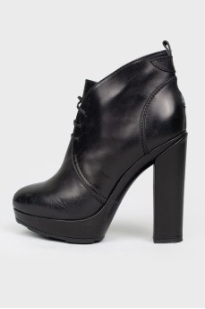 Black lace-up ankle boots