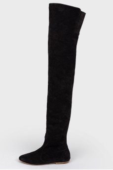 Black  Thigh high boot suede on a low run