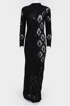 Long black knitted dress