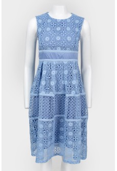 Light blue lace zip dress