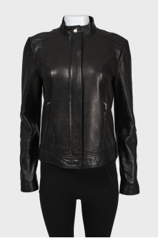 Black leather jacket with zipper