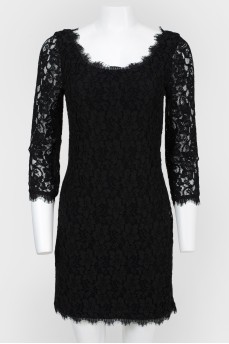 Black lace dress with back zip
