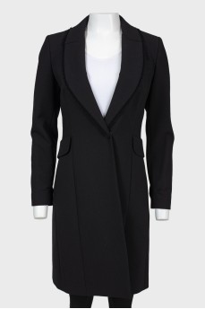 Black woolen coat on the button