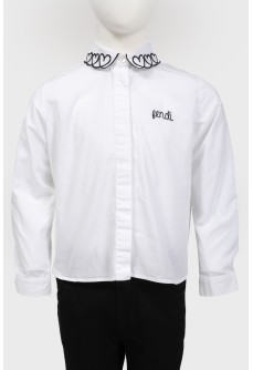 Children\'s white shirt with black embroidery