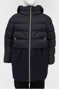 Baby down jacket dark blue with a hood