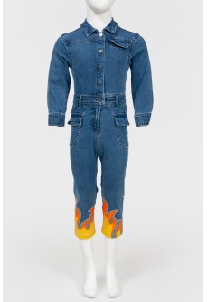 Children\'s denim jumpsuit with appliqué