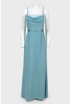Floor-length blue evening dress