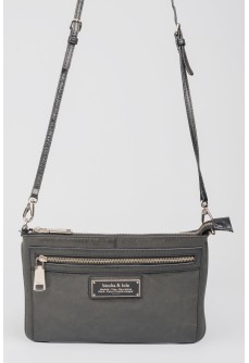 Black leather handbag with zippers