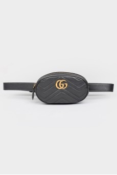 Black leather waist bag Marmont Belt Bag