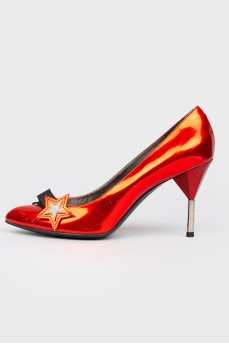 Glossy red stiletto heels