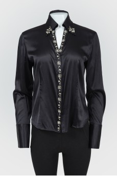 Black silk blouse with rhinestones