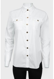 White shirt with golden buttons