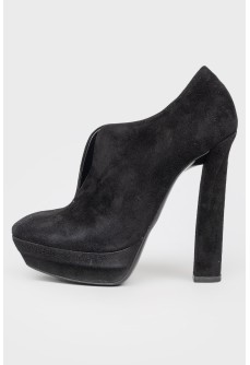 Black Suede High Heel Ankle Boots