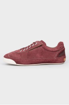 Burgundy lace-up sneakers
