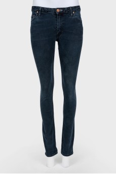 Navy Blue Mid Rise Skinny Jeans