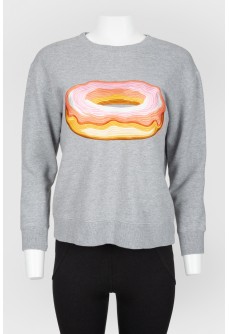 Gray sweatshirt with an embroidered donut