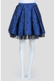 Bell skirt with blue flowers