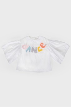 Children's white blouse with colored appliqué