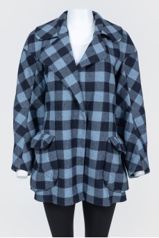 Woolen checkered short coat