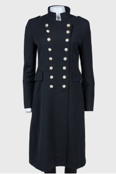Black coat with metal buttons